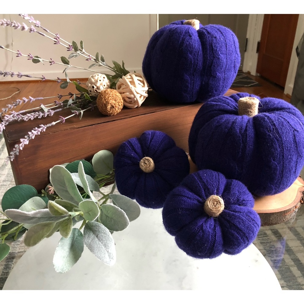 Homemade Sweater Pumpkins in Dark Purple